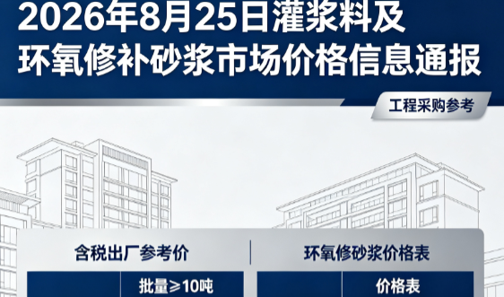 天安乡2026年8月25日灌浆料及环氧修补砂浆市场价格信息通报